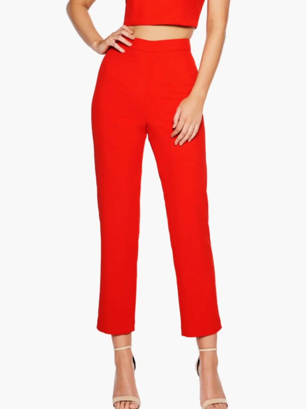 Bardot Zalia Slim Leg Fire Red Cropped Pants NWT  Size 10 / L